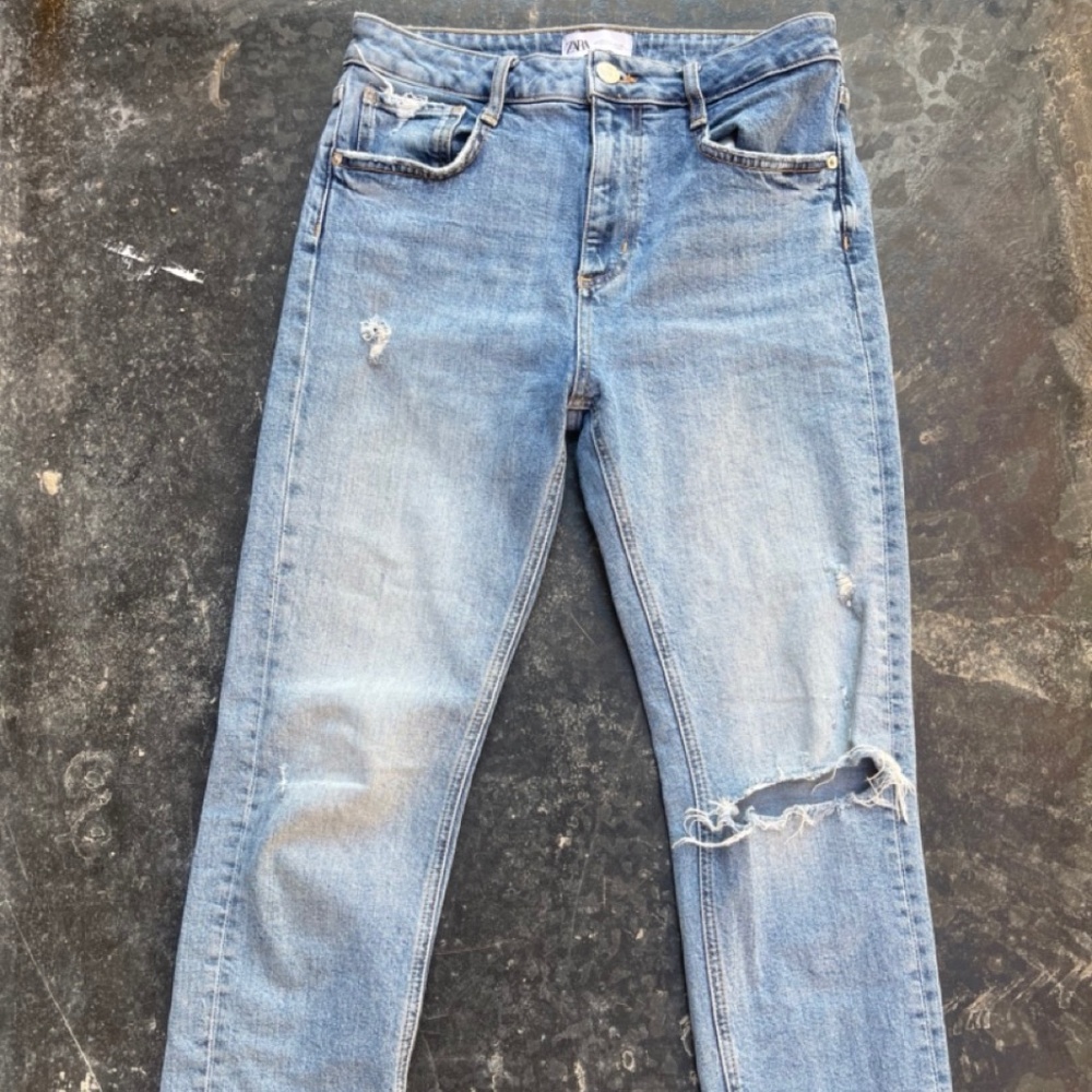 Zara Full Length Skinny Distressed Jeans